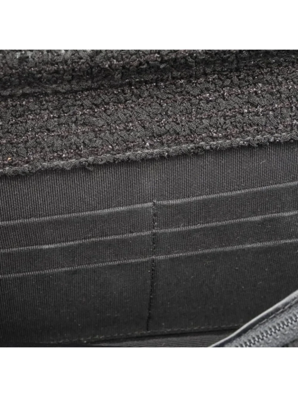 Chanel Chain Wallet Black Silver Tweed Shoulder Bag